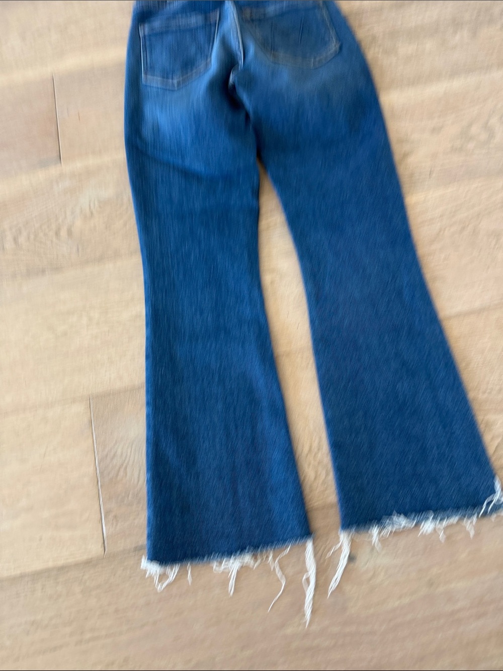 MOTHER Blue High-Rise Flare Jeans with Frayed Hem - Picture 6 of 6